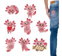 Iron animal en parches para ropa: 8pcs parches axolotl bordados para jeans | Parches de aplicación bordados para jeans, chaquetas, camisetas, vestidos, calcetines