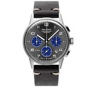 Iron Annie Reloj para Hombre con Correa de Cuero Vintage Serie G38 Cuarzo cronógrafo Fecha 5372, Gris Plateado y Negro., Clásico