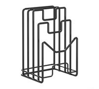 Iron Art - Estante de almacenamiento de cocina | Soporte moderno para tabla de cortar y organizador de tapa de olla | Diseño abierto resistente para encimera | Compacto 21 x 14,5 x 15 cm (Negro)