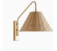Iron Art Retro Rattan Personalized Lamps Japanese Bedside Bedroom Creative Wall Sconces with E27/26 Base for Living Study Restaurant Balcony Hotel Room