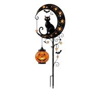 Iron Black Cat Moon Ground Lamp Waterproof Solar-Powered Garden Light with | Black Cat Moon Ground Lamp Waterproof Solar-Powered Garden Light with Auto On/Off Moons Cats Solars Pathway Lamps for