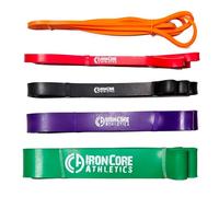 Iron Core Athletics Juego de Ejercicios de 5 Bandas, Rango Completo de Resistencia de 5 a 120 Libras, Bandas de Fitness versátiles para Fuerza, Estiramiento y Entrenamientos de Cuerpo Completo