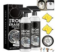 Iron Eraser Rust Remover Spray, Iron Eraser Irons and Rust Remover,Irons Powder Remover,Fast-Acting Irons & Rusts Cleaner for Wheels,Metal,Safe on Most Automotive Finishes,Cars,Motorcycles (2Sets)