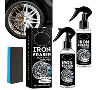 Iron Eraser Rust Remover Spray, Iron Powder Cleaner for Wheels Paint Metal Surface, Fast Acting Automotive Detailing Solution for Cars Trucks Motorcycles (2pc)