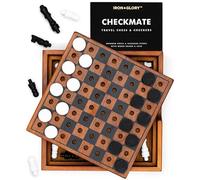 Iron & Glory - Juego de tablero de ajedrez y damas | Rompecabezas y juegos de madera | Juegos de mesa para noche familiar | Juegos de viaje para niños y regalos de viaje | Decoración de mesa de café |