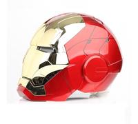 Iron Hero MK 5 Gold Edition: casco portátil con voz, tacto y control remoto, ojos LED y Sound FX, coleccionable inspirado en superhéroes para adultos y adolescentes