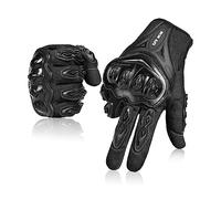 IRON JIA'S Guantes de Moto para Hombre Verano, Pantalla táctil Transpirables y cómodos, Guantes de Moto de Verano, Adecuados para Montar en Moto Negro-M