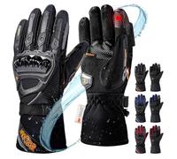 IRON JIA'S Guantes Invierno para Motocicleta para Hombre, Impermeables y Resistentes Level 1 KP al Viento, Ligeros y Cálidos Guantes de Pantalla Táctil, Adecuados para Motociclismo, Esquí-Negro-XXL
