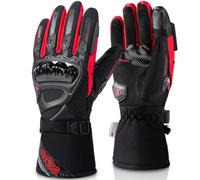 IRON JIA'S Guantes Invierno para Motocicleta para Hombre, Impermeables y Resistentes Level 1 KP al Viento, Ligeros y Cálidos Guantes de Pantalla Táctil, Adecuados para Motociclismo, Esquí-Rojo-M
