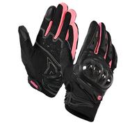 IRON JIA'S Guantes Moto Verano Hombre Cáscara Dura de Fibra Carbono Transpirable Pantalla Táctil Suave para Motociclismo Montañismo Senderismo Rosa XL