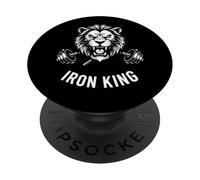 Iron King Lion Barbell Pesas Culturismo Gráfico PopSockets PopGrip Adhesivo