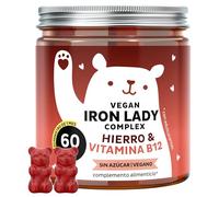 Iron Lady Vegan Complex - Complejo vegano con altas dosis de hierro, vitamina B12, B1, B6, C, D3 y yodo - Gominolas vitamínicas - 60 unidades (1 Mes) - Sin azúcar, Vegano - Bears with Benefits