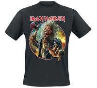 Iron Maiden Axe Eddie Circle Hombre Camiseta Negro S 100% algodón Patches, Vorne Bedruckt Regular