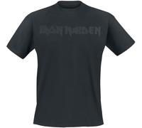Iron Maiden Black On Black Logo Hombre Camiseta Negro 100% algodón Regular