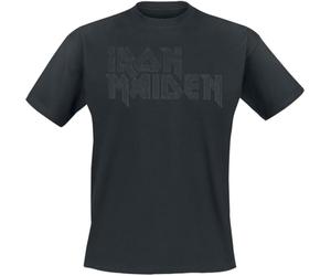 Iron Maiden Black On Black Logo Stacked Hombre Camiseta Negro 100% algodón Regular