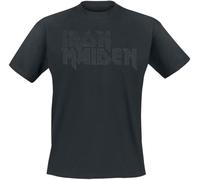 Iron Maiden Black On Black Logo Stacked Hombre Camiseta Negro 4XL 100% algodón Vorne Bedruckt Regular
