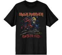 Iron Maiden Camiseta número de la bestia correr a las colinas Distress oficial para hombre, Negro, Medium