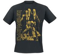 Iron Maiden Eddie Big Hand Yellow Hombre Camiseta Negro 100% algodón Regular