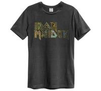 Iron Maiden Eddies Logo Camiseta Vintage Amplificada Carbón