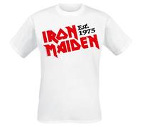 Iron Maiden EST. 1975 Hombre Camiseta Blanco XL 100% algodón Vorne Bedruckt Regular