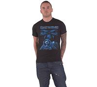 Iron Maiden Final Frontier Blue Album Spaceman Camiseta Manga Corta, Negro, M para Hombre