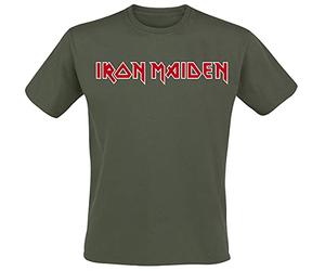Iron Maiden Logo Hombre Camiseta Caqui S 100% algodón Regular