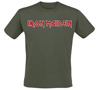 Iron Maiden Logo Hombre Camiseta Caqui S 100% algodón Vorne Bedruckt Regular