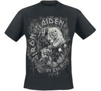 Iron Maiden Number of The Beast Grey Tone Hombre Camiseta Negro L 100% algodón Vorne Bedruckt Regular