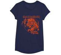 Iron Maiden Number of The Beast Halloween Orange Navy Camiseta, Niñas, Azul Marino, M