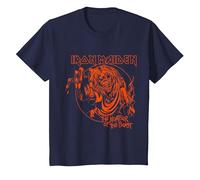 Iron Maiden Number of The Beast Halloween Orange Navy Camiseta, Niños, Azul Marino, 12 años