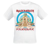 Iron Maiden Powerslave World Slavery Tour 1984-1985 Hombre Camiseta Blanco 100% algodón Regular