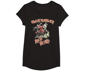 Iron Maiden Run to The Hills Camiseta, Niñas, Negro, XS