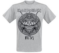 Iron Maiden Samurai Eddie Black Graphic Hombre Camiseta Gris XL