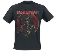 Iron Maiden Senjutsu Eddie Gold Circle Hombre Camiseta Negro 100% algodón Regular