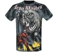 Iron Maiden Sketched Number of The Beast Allover Hombre Camiseta Estampado S