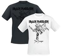 Iron Maiden Trooper - Doppelpack Hombre Camiseta Negro-Blanco XXL 100% algodón Regular