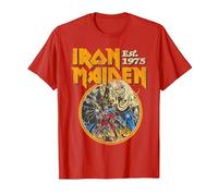 Iron Maiden Vintage Beast Circle Red Camiseta, Hombre, Rojo, M