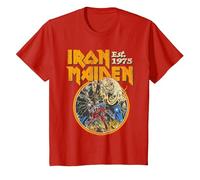 Iron Maiden Vintage Beast Circle Red Camiseta, Niños, Rojo, 10 años