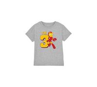 Iron Man Cute Birthday 3 Unisex Kids T Shirt Camiseta, Gris, 5-6 años para Niños