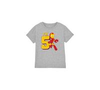 Iron Man Cute Birthday 5 Unisex Kids T Shirt Camiseta, Gris, 5-6 años para Niños