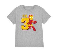Iron Man Cute Birthday 3 Unisex Kids T Shirt Camiseta, Gris, 5-6 años para Niños