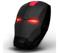 Iron Man - Ratón óptico inalámbrico de 2.4 G de tamaño completo con receptor nano USB, 3 niveles de DPI ajustables, 3 botones para laptop, PC, laptop, computadora, MacBook (negro)