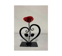 Iron Metal Rose Ornaments Rose with Heart-shaped Bracket(1pcs-red)