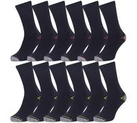 Iron Mountain Calcetines de Trabajo Hombre 12 Pares Negro - Calcetines Térmicos para Botas de Seguridad con Refuerzo Talón Punta EU 39-46