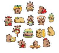 Iron On Embroidery Patches, 16-Piece Capybara Aesthetic Badges, Repair Stickers Handmade Crafts, Ideal for Jackets, Backpacks, Hats, Clothes, Creative Decoration to Your Fashion Projects
