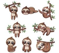 Iron on Patches, Applique Repair Set, Cute Sloth Craft Sheets, Clothing Repair Decor Kit, Shirt Jeans Jacket Hat Embellishment Accessory, Backpack Tote Handmade Fabric Decoration Use 15 x 9 x 1.5 cm