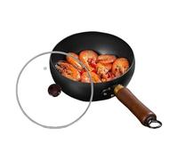 Iron Pan - Pan antiadherente para inducción | Induction Paan With Lid | Professional Big Belly Skillet Uncoated Cookware for Cooking Egg Steak Chicken Fish Camarones Frying Kitchen Outdoor Camping Uso