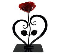 Iron Rose - Metal Flower Sculpture, Forged Steel Blossom, Handmade Romantic Floral Ornament | Love Gift Decoration, Valentine Birthday Wedding Present Keepsake with Display Stand Artistic Home