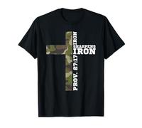 Iron Sharpens Iron Christian Camuflaje con Las Escrituras para Entrenamiento en el Gimnasio Camiseta