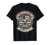Iron Sharpens Iron Christian Men Bible Scripture Gym Workout Camiseta gráfica económica, Hombre, Negro, XL